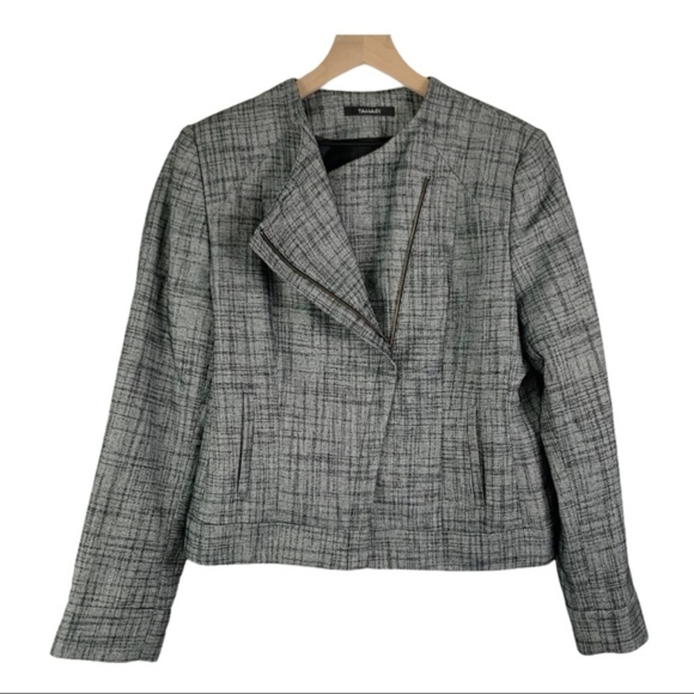 TAHARI Assymetrical Zipper Lightweight Jacket